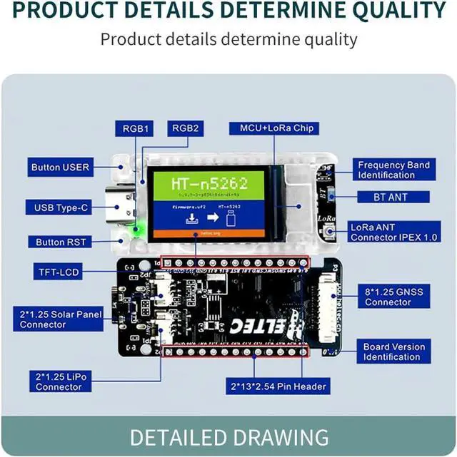 Alt view image 4 of 7 - Mesh Node T114 V2 LoRa V2 Meshtastic Development Board TFT Display with 863-928mhz nRF52480 SX1262 Chip Support LoRa Bluetooth WiFi for Meshtastic LoRawan IOT
