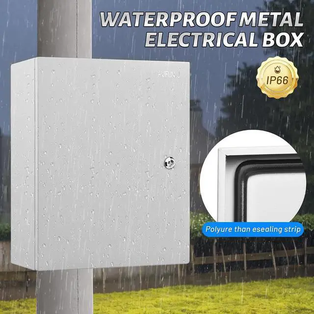 Alt view image 3 of 6 - Steel Electrical Junction Box, 8 x 8 x 6 Waterproof & Dustproof Electrical Enclosure, Outdoor & Indoor Universal Project Box with Lock & Mounting Plate