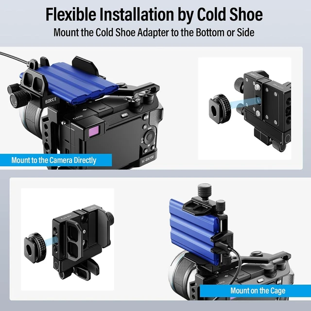 Alt view image 5 of 7 - SSD Mount Bracket & Holder with Cold Shoe and USB-C Cable Clamp for Samsung T7/T5 & SanDisk, Compatible with BMPCC 4K/6K, Z Cam E2, Sigma fp Camera Cages, AM-ST9