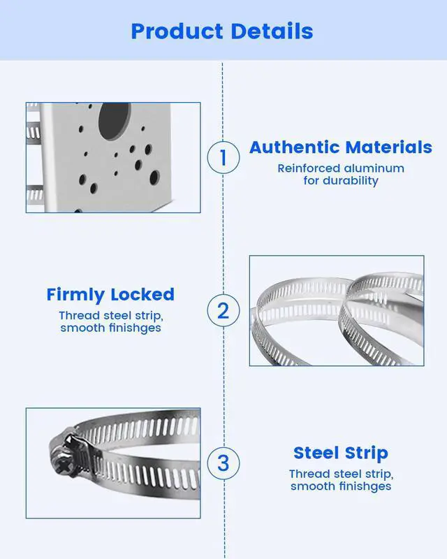 Alt view image 2 of 7 - Universal Vertical Pole Corner Mount Bracket for Security Camera with Loops