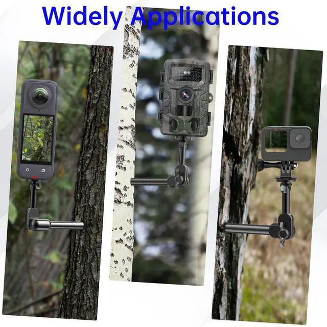 Alt view image 2 of 7 - Trail Camera Mount,Game Camera Tree Mount (2-Pack),Screw in Holder for Trail Cameras,Solar Panels & Binoculars,360° Rotating Bracket with 1/4"-20 Thread,Rugged Metal Construction for Wildlife Scouting