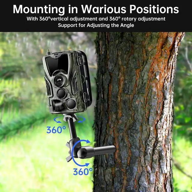 Alt view image 3 of 7 - Trail Camera Mount,Game Camera Tree Mount (2-Pack),Screw in Holder for Trail Cameras,Solar Panels & Binoculars,360° Rotating Bracket with 1/4"-20 Thread,Rugged Metal Construction for Wildlife Scouting