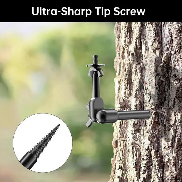 Alt view image 6 of 7 - Trail Camera Mount,Game Camera Tree Mount (2-Pack),Screw in Holder for Trail Cameras,Solar Panels & Binoculars,360° Rotating Bracket with 1/4"-20 Thread,Rugged Metal Construction for Wildlife Scouting