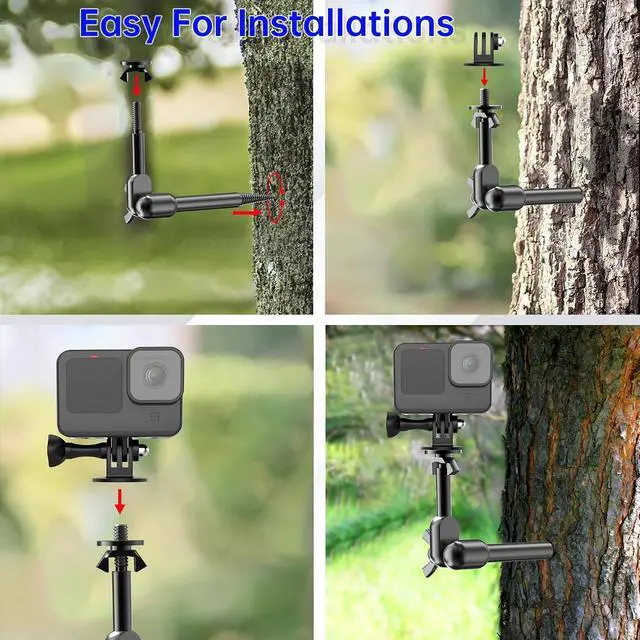 Alt view image 4 of 7 - Trail Camera Mount,Game Camera Tree Mount (2-Pack),Screw in Holder for Trail Cameras,Solar Panels & Binoculars,360° Rotating Bracket with 1/4"-20 Thread,Rugged Metal Construction for Wildlife Scouting