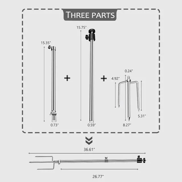 Alt view image 2 of 5 - Trail Camera Mount, 3 Pack 360° Adjustable 1/4''-20 Thread Universal Ground Stake Mount, Foldable Stainless Steel Bracket for Outdoor Security Cameras, Solar Panels, Fishing Lights