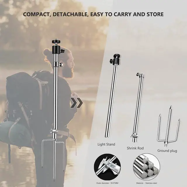 Alt view image 4 of 5 - Trail Camera Mount, 3 Pack 360° Adjustable 1/4''-20 Thread Universal Ground Stake Mount, Foldable Stainless Steel Bracket for Outdoor Security Cameras, Solar Panels, Fishing Lights