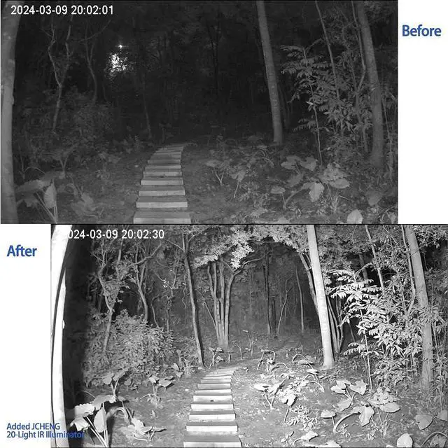 Alt view image 4 of 7 - JC 210ft Infrared Illuminator, 20 LEDs 90 Degree Wide Angle IR Illuminator for Night Vision,Waterproof LED Infrared Flood Light Black