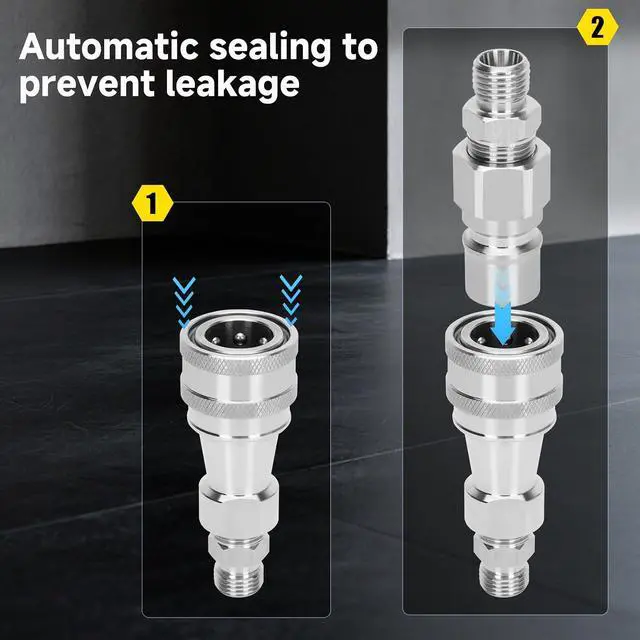 Alt view image 2 of 7 - 2Pcs M14 M16 Hydraulic Quick Connect for Agt Mini Excavators, Metric Hydraulic Fittings, M14 Female to M16 Male, M14 to M16 Hydraulic Adapter with 4 Metric Fittings 4 Female Fittings