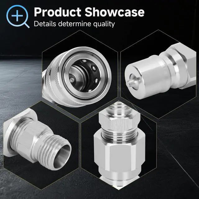 Alt view image 3 of 7 - 2Pcs M14 M16 Hydraulic Quick Connect for Agt Mini Excavators, Metric Hydraulic Fittings, M14 Female to M16 Male, M14 to M16 Hydraulic Adapter with 4 Metric Fittings 4 Female Fittings