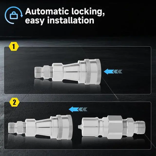 Alt view image 4 of 7 - 2Pcs M14 M16 Hydraulic Quick Connect for Agt Mini Excavators, Metric Hydraulic Fittings, M14 Female to M16 Male, M14 to M16 Hydraulic Adapter with 4 Metric Fittings 4 Female Fittings