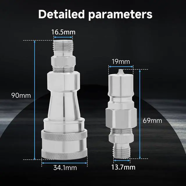 Alt view image 6 of 7 - 2Pcs M14 M16 Hydraulic Quick Connect for Agt Mini Excavators, Metric Hydraulic Fittings, M14 Female to M16 Male, M14 to M16 Hydraulic Adapter with 4 Metric Fittings 4 Female Fittings
