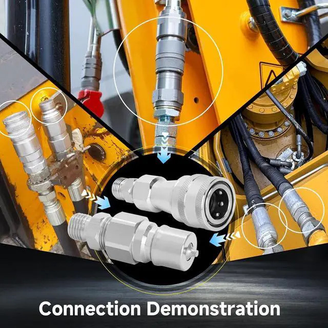 Alt view image 7 of 7 - 2Pcs M14 M16 Hydraulic Quick Connect for Agt Mini Excavators, Metric Hydraulic Fittings, M14 Female to M16 Male, M14 to M16 Hydraulic Adapter with 4 Metric Fittings 4 Female Fittings