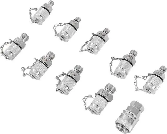 Main image of 10 Pcs Test Connector Hydraulic Pressure Gauge Tee Coupling Fittings, Hydraulic Test Coupling Kit for Construction Machinery Excavator