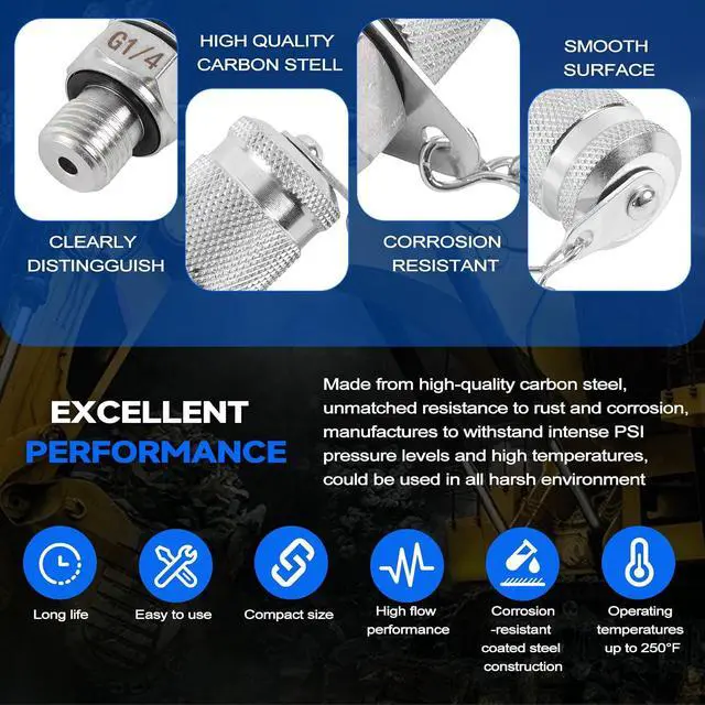 Alt view image 4 of 7 - 10 Pcs Test Connector Hydraulic Pressure Gauge Tee Coupling Fittings, Hydraulic Test Coupling Kit for Construction Machinery Excavator