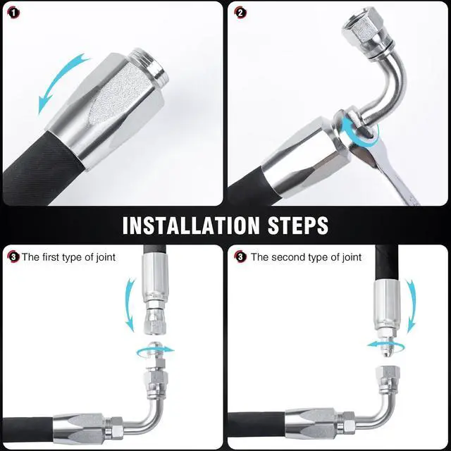 Alt view image 5 of 6 - 2-Pack 90 Degree Hydraulic Hose Field Repair Kit,1/4" Inner Diameter Reusable