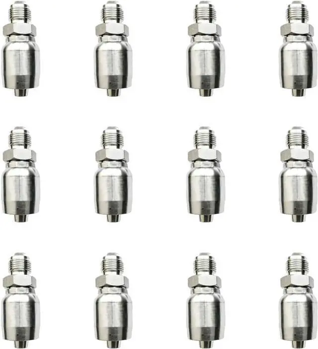 Main image of 12-Pack Hydraulic Hose Fitting, 3/8" Hose x 3/8" JIC 37° Male, High-Strength Carbon Steel Crimp Fitting for Industrial Hydraulic Systems