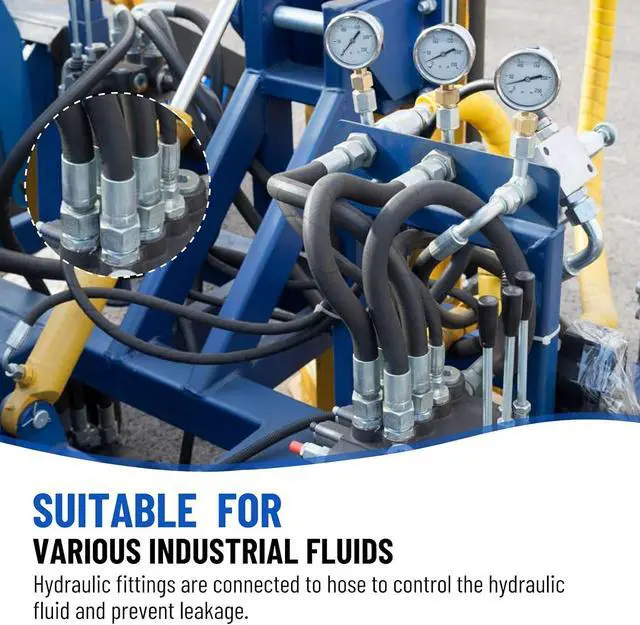 Alt view image 5 of 7 - 12 Pack Hydraulic Hose Fittings, 3/8" I.D. Hose x 3/8" JIC 37° Male with Protection Cover Hydraulic Hose End Crimp Connector Kits