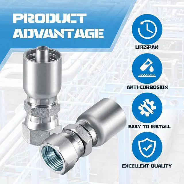 Alt view image 3 of 6 - 12 Pcs 3/8" Hose x 3/8" Jic 37° Hydraulic Hose Fittings Female Coupling End Swivel Crimp Hydraulic Fittings