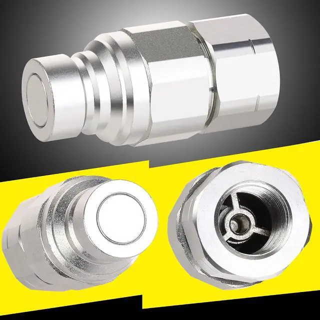 Alt view image 4 of 6 - 2PCS 1/2 NPT Flat Face Hydraulic Couplers, Bobcat Skid Steer Quick Connect Fittings with 4PCS Dust Covers