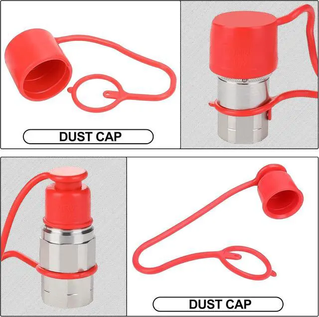 Alt view image 5 of 6 - 2PCS 1/2 NPT Flat Face Hydraulic Couplers, Bobcat Skid Steer Quick Connect Fittings with 4PCS Dust Covers