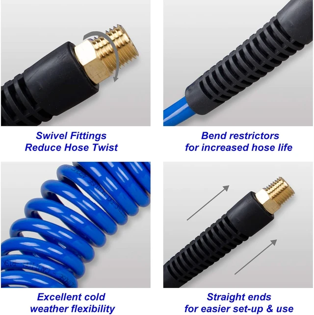 Alt view image 4 of 7 - 22-Piece Air Compressor Accessories Kit with Recoil Poly Air Hose