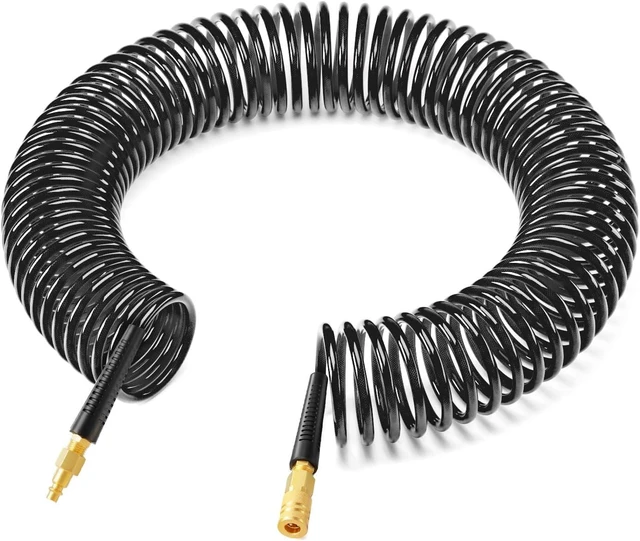 Main image of 1/4" x 50FT Polyurethane Recoil Air Hose with Quick Coupler Plug, Black