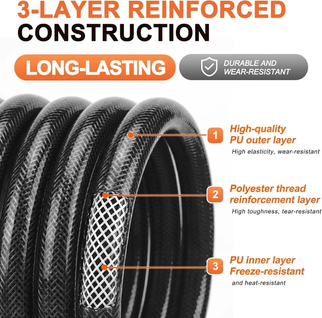 Alt view image 4 of 7 - 1/4" x 50FT Polyurethane Recoil Air Hose with Quick Coupler Plug, Black