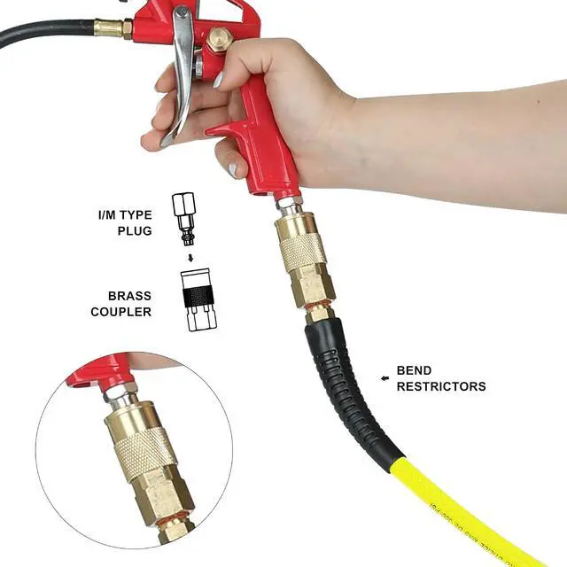 Alt view image 5 of 6 - 1/4-Inch x 100 FT Polyurethane (PU) Air Hose PU Compressor Hose with 1/4" Industrial NPT Coupler and Plug Brass Fitting