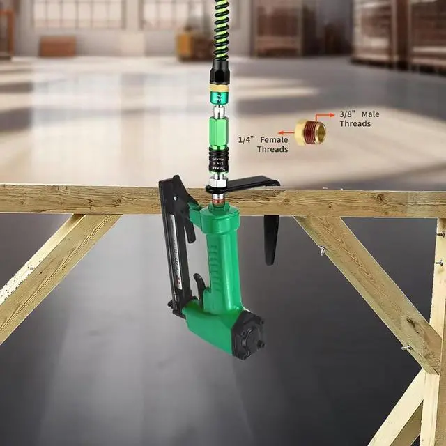 Alt view image 3 of 5 - 1/4x100 ft Green Transparent Flexible Reinforced Polyurethane (pu) Air Hose with 1/4"360 Rotary Coupler and Air Hook,Bend Limiter