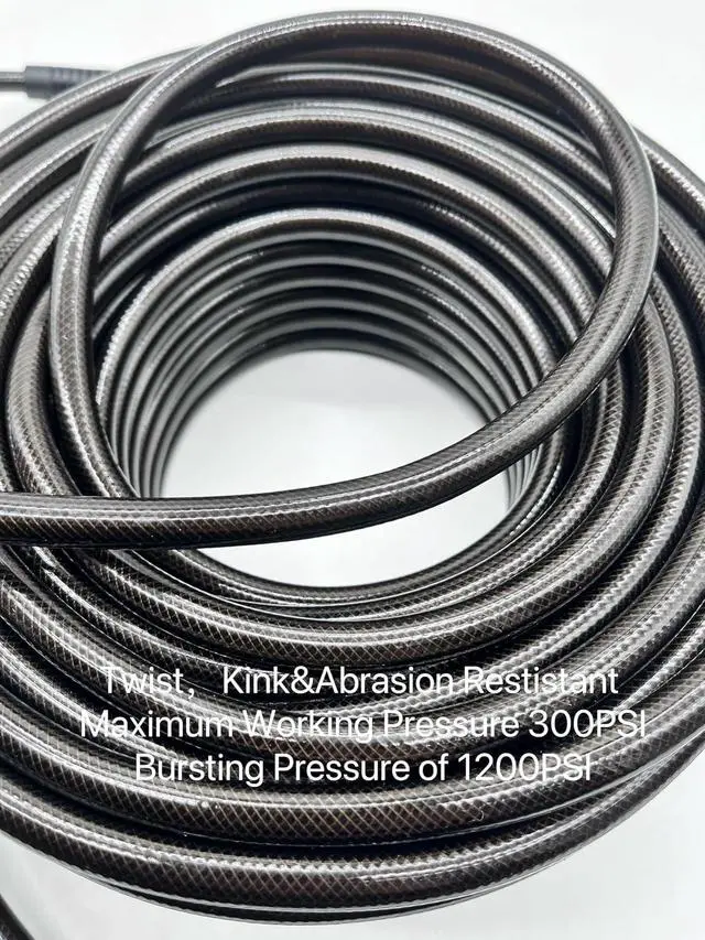 Alt view image 3 of 6 - Polyurethane(PU) 1/4-Inch Reinforced,Air Hose with 1/4 Swivel Industrial Quick Coupler and Plug,Bend Restrictor (Black, 100FT)