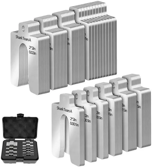 Main image of 100PCS 304 Stainless Steel Shim Kit, 2" x 2" Slotted Assortment Box