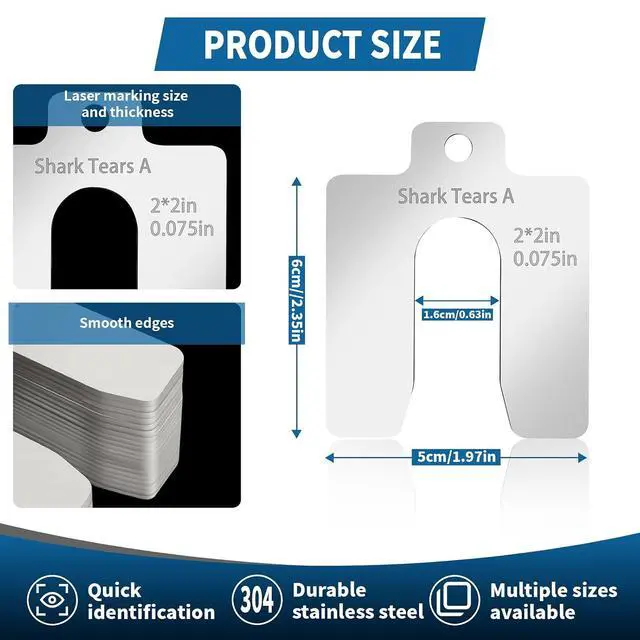 Alt view image 4 of 7 - 100PCS 304 Stainless Steel Shim Kit, 2" x 2" Slotted Assortment Box