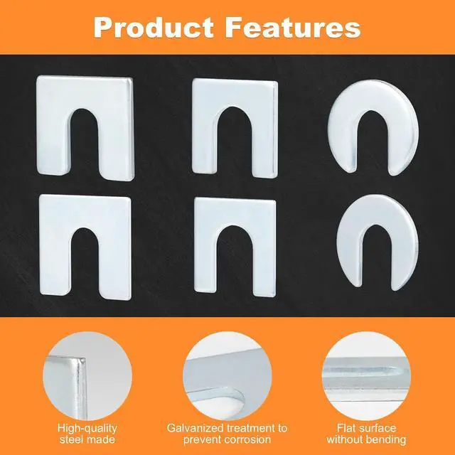 Alt view image 3 of 5 - Body Alignment shims Kit 180Pcs C-Type U-Type - Fender Camber Caster Adjustment shims 1/16 1/8 Inch 3/8 1/2 Slot for Car Truck SUV Control Arm Suspension Alignment