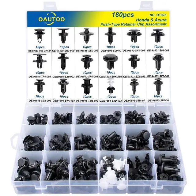 Alt view image 2 of 5 - 180pcs for Honda & Acura Push-Type Retainer Clip Assortment Bumper Cover Fender Liner Cowl Panel Splash Shield Clips