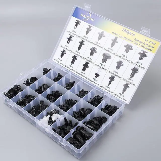 Alt view image 4 of 5 - 180pcs for Honda & Acura Push-Type Retainer Clip Assortment Bumper Cover Fender Liner Cowl Panel Splash Shield Clips