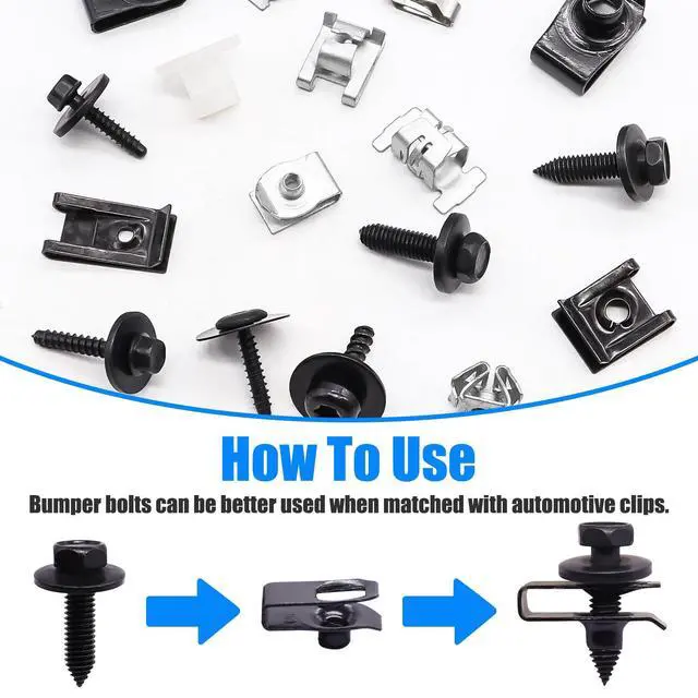 Alt view image 5 of 6 - 260Pcs Automotive Body Bolt & U-Nut Clips Kit, 21 Sizes Multipurpose Fender Liner Clip M4.2 M6 M8 1/4Inch Fender Bolts Body Fastener Clips for Most Cars Bumper Engine Splash Shield