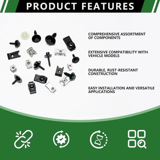 Alt view image 3 of 7 - 360PCS Automotive Body Bolts and U-Nut Clips Assortment Kit, 21 Sizes Body Clips and Fasteners for Fender Liner Bumper Splash Shield & Engine Cover Fits GM Ford Chrysler