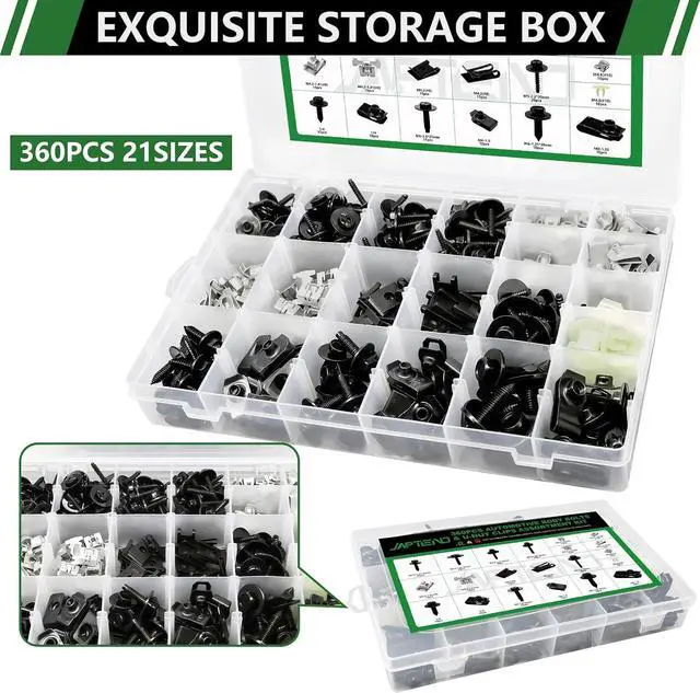 Alt view image 6 of 7 - 360PCS Automotive Body Bolts and U-Nut Clips Assortment Kit, 21 Sizes Body Clips and Fasteners for Fender Liner Bumper Splash Shield & Engine Cover Fits GM Ford Chrysler