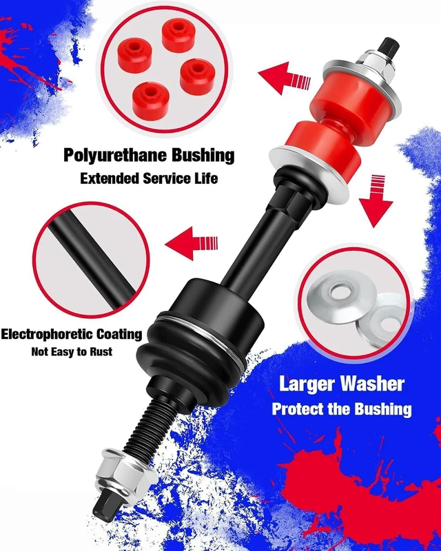 Alt view image 3 of 7 - KSP Sway Bar End Link Kit for 2006-2018 Ram 1500 & Ram Classic 2019-2024, OE Style Front Stabilizer Link with Updated PU Bushing, 1 Pair, Replaces K80894, 5170290AB/AC/AD