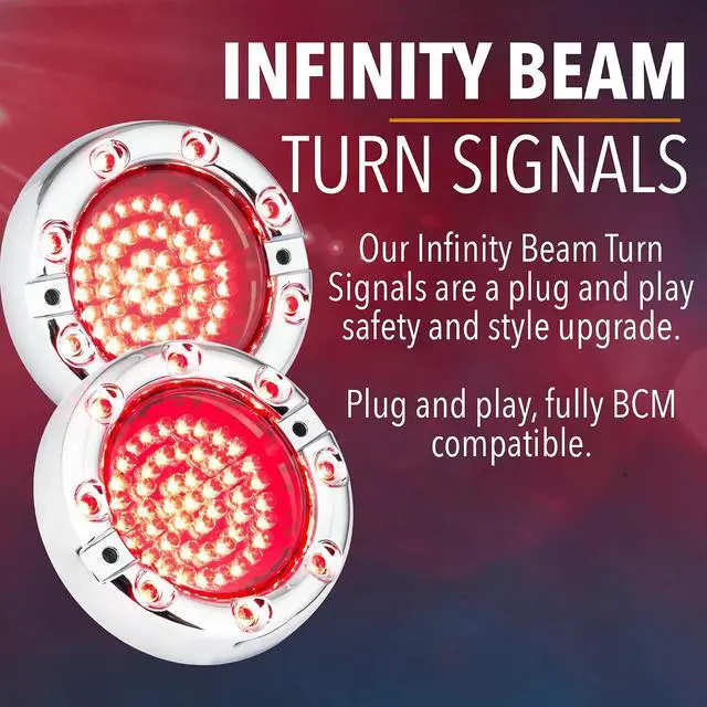 Alt view image 2 of 4 - 3 1/4 Infinity Beam Rear LED Turn Signals for Harley Davidson Motorcycles
