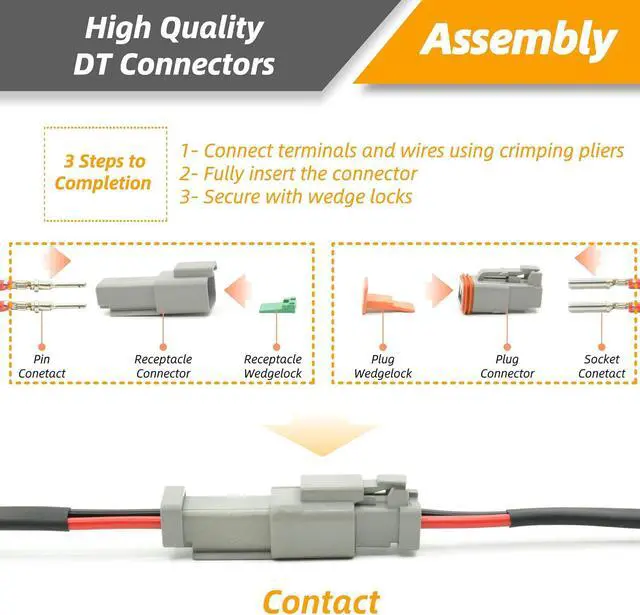 Alt view image 5 of 7 - 216 PCS DT Connector Kit with Ratcheting Wire Crimper for Deutsch Connector, 2 3 4 6 8 12 Pin Connectors Automotive Electrical Connectors With Size 16 Stamped Contacts & Accessories