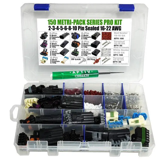 Alt view image 3 of 7 - 505pcs (2,3,4,5,6,8,10 PIN) Metri-Pack 150 Series 14 Amp Conductor Connector, Terminal, Sealed Weatherproof Automotive Electrical Connectors Kit 16-18-20-22 GA w/Remove Tool