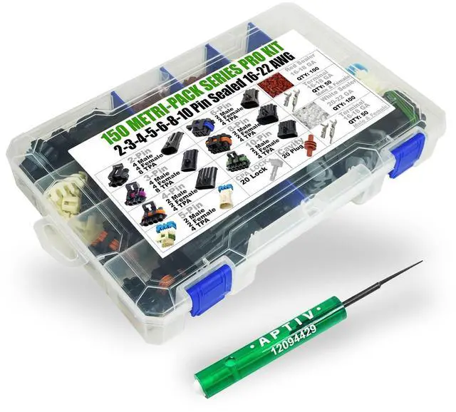 Main image of 505pcs (2,3,4,5,6,8,10 PIN) Metri-Pack 150 Series 14 Amp Conductor Connector, Terminal, Sealed Weatherproof Automotive Electrical Connectors Kit 16-18-20-22 GA w/Remove Tool