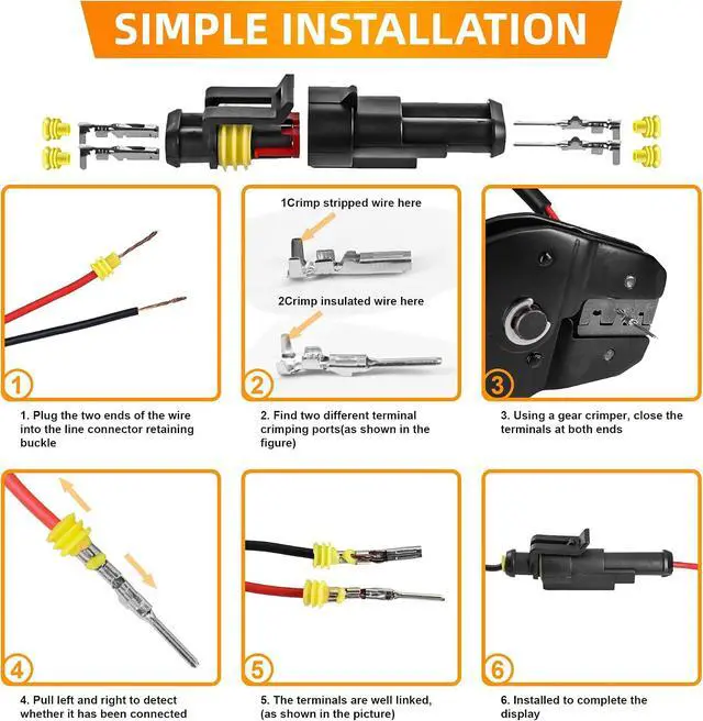 Alt view image 5 of 6 - 709PCS Water Proof Wire Connectors 43 Kits-1/2/3/4/5/6 Pin Automotive Electrical Connectors-With Ratcheting Wire Crimper-Waterproof Connectors for wiring
