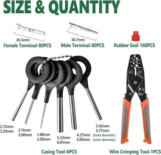 Alt view image 3 of 6 - 367Pcs 20 Kits Waterproof Automotive Electrical Connectors 1/2/3/4/6 Male&Female Pin 22-14AWG Wire Harness Spark Plug Connector Terminals Plug Kit Car with Wire Crimping Tool
