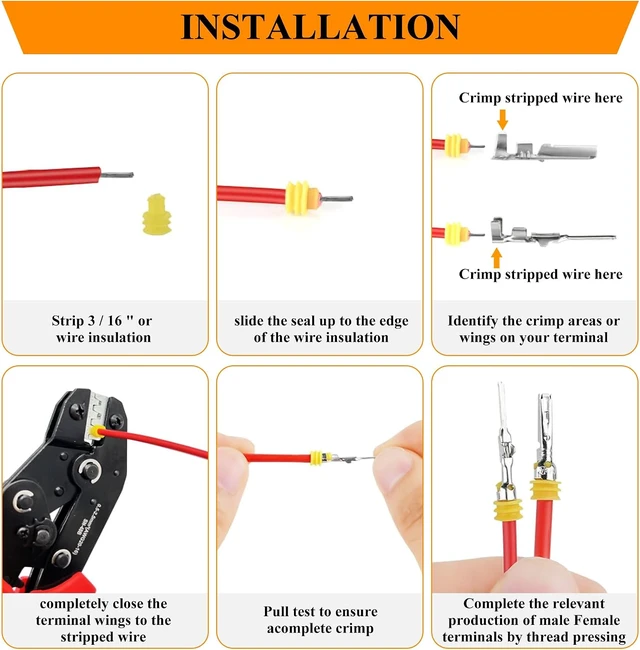 Alt view image 4 of 7 - 808PCS 50Sets Waterproof Automotive Electrical Connectors Plug Kit