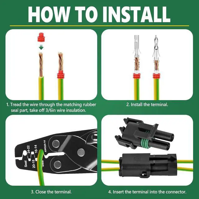 Alt view image 5 of 6 - 367Pcs 20 Kits Waterproof Automotive Electrical Connectors 1/2/3/4/6 Male&Female Pin 22-14AWG Wire Harness Spark Plug Connector Terminals Plug Kit Car with Wire Crimping Tool