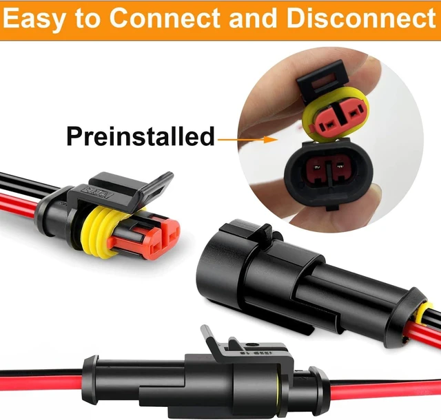 Alt view image 3 of 6 - 16AWG 1/2/3/4 Pin Automotive Waterproof Wire Connector Kit