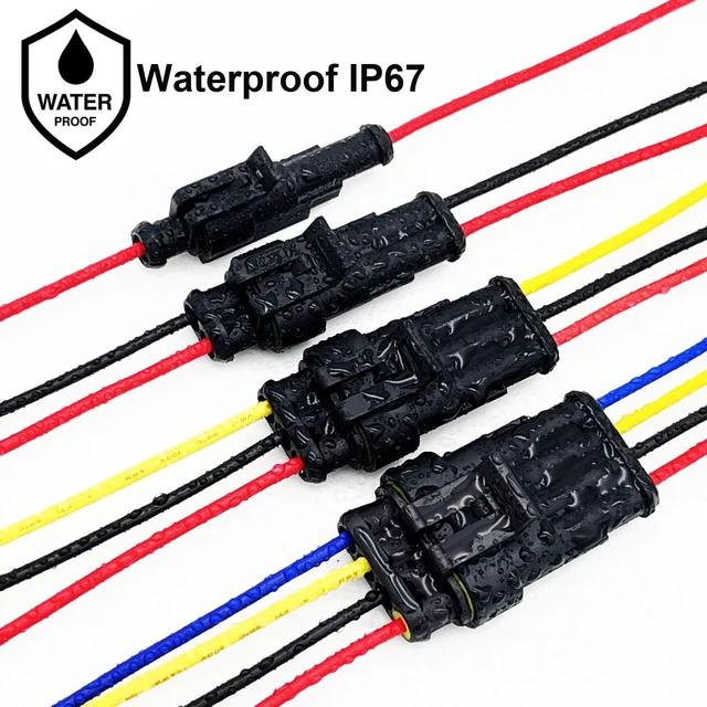Alt view image 5 of 6 - 16AWG 1/2/3/4 Pin Automotive Waterproof Wire Connector Kit
