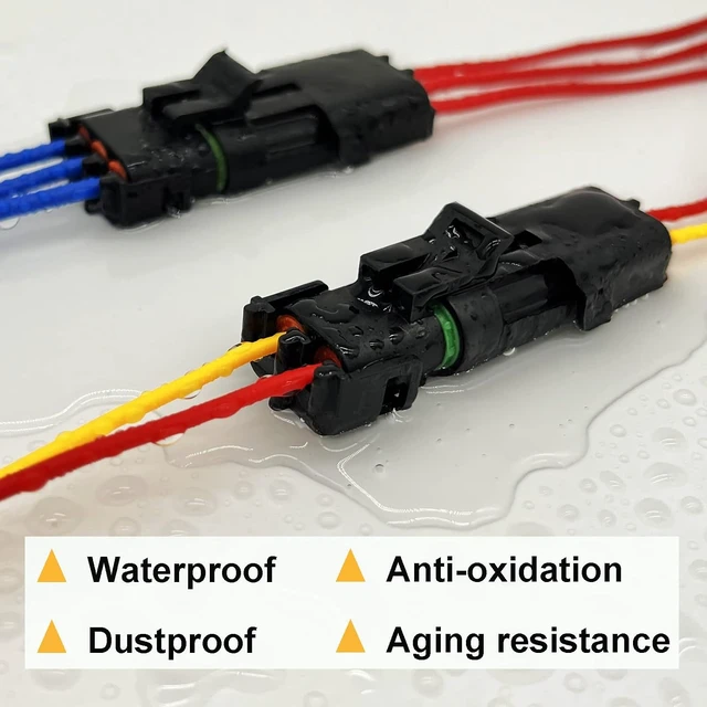 Alt view image 6 of 7 - 26 Kits Weather Pack Connectors, Waterproof Automotive Electrical Wire Connector Terminal Kit, 1/2/3/4 Pin 18-14 AWG